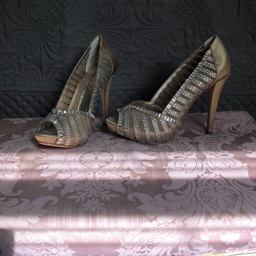 Gold embellished heels